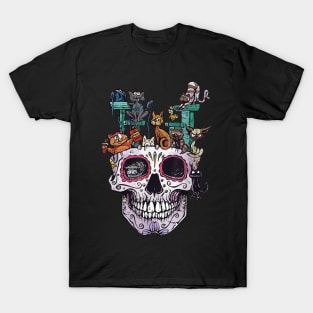 Cat Skull Shirt - Kitty Skeleton Halloween Costume Skull Cat T-Shirt